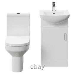 Wholesale Domestic Neiva Gloss White 450mm 1 Door Vanity Unit and Open Back Toil