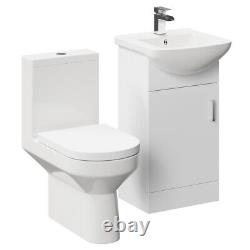 Wholesale Domestic Neiva Gloss White 450mm 1 Door Vanity Unit and Open Back Toil