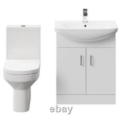 Wholesale Domestic Neiva Gloss White 650mm 2 Door Vanity Unit and Open Back Toil