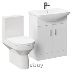 Wholesale Domestic Neiva Gloss White 650mm 2 Door Vanity Unit and Open Back Toil