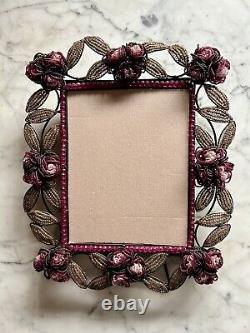 Wrought Iron Wired Floral Bead/Beading Easel Back Vanity Tabletop Mirror