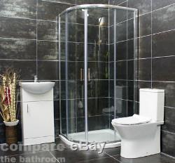 Zeus 800 or 900mm Quadrant Shower Cubicle Suite + 450mm Cloak Vanity Unit