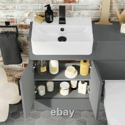 1000mm Slimline Square Grey Gloss Combined Vanity Unit Retour À La Toilette Murale Wc