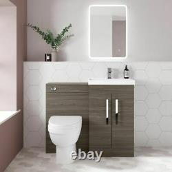 1000mm Square Avola Grey Unité De Vanité Combinée L En Forme De Retour À La Toilette Murale Wc