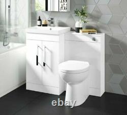 1000mm White Square High Gloss Combined Vanity Unit Back To Wall Toilet Wc