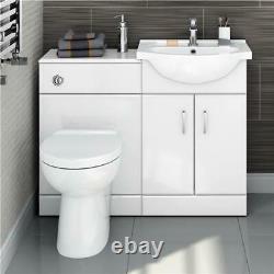 1048mm White Gloss Vanity Basin Unit + Ensemble De Meubles De Toilette De Retour À La Paroi