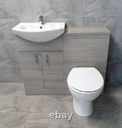 1050mm Finition Cendre Grise Salle De Bains Meubles Vanity Set Bassin Lavabo + Wc Toilette Unité