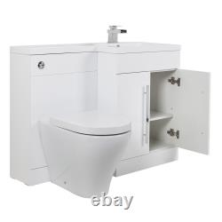 1100mm Combinaison L-forme Unité Vanity Sink Avec Cordoba Retour À Wall Toilettes
