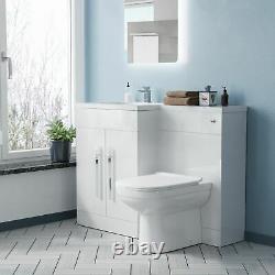 1100mm Gauche Lavabo Blanc Vanity Cabinet Et Wc Retour Au Mur Toilettes Aubery
