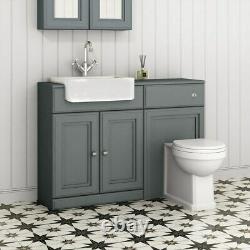 1567mm Midnight Grey Combined Vanity Unit Retour À Wall Pan Toilette Wc Sol Stand