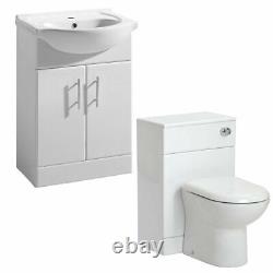 550mm Vanity Basin Sink Unit Cabinet & 500 Retour Au Mur Wc Pan