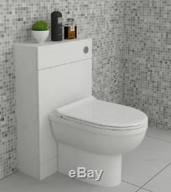 600/200 Wc Unité Compact Blanc Brillant Vanity Retour À Wall Bathroom Furniture Mdf