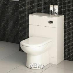 600/200 Wc Unité Compact Blanc Brillant Vanity Retour À Wall Bathroom Furniture Mdf