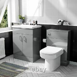 600 MM Basin Light Grey Vanity Cabinet & Back To Wall Wc Toilet Suite Nanuya