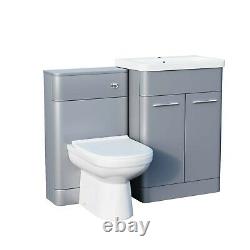 600mm Vanity Basin Unit, Wc Unit Et Retour À Wall Toilette Grey Suite Lex