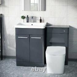 600mm Vanity Basin Unit, Wc Unit & Square Rimless Retour Au Mur Toilette Pan Afern