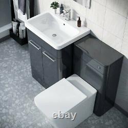 600mm Vanity Basin Unit, Wc Unit & Square Rimless Retour Au Mur Toilette Pan Afern