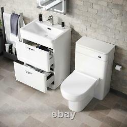 600mm White 2 Drawer Vanity Cabinet Et Wc Btw Back To Wall Toilet Unit Artum