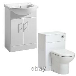 650mm Vanity Basin Sink Unit Cabinet & 500 Retour Au Mur Wc Unit Seulement