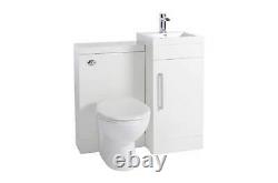 900mm Combinaison Vanity & Toilet Set With Back To Wall Pan & Seat White Modern