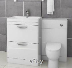 Apollo Bathroom Vanity Set 1100 Toilettes Bassin Retour Au Mur Gloss Aménagée Armoires