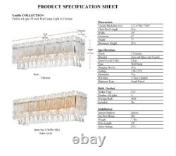 Applique murale en cristal 4 lumières chrome pour salle de bain, salle à manger, hall d'entrée 19