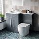 Aric 1100mm Lh Meuble Sous-vasque Gris Clair Indépendant Avec Toilettes Btw, Wc & Lavabo