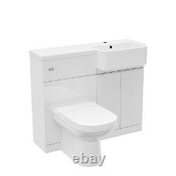 Armoire autoportante blanche de 1000mm avec unité WC et toilettes à droite