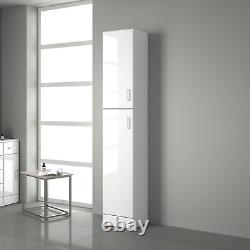 Armoire blanche à 4 tiroirs - Meuble de salle de bain avec lavabo sur colonne