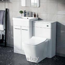 Armoire de toilette blanche Nes Home 1000mm avec unité WC et toilettes encastrées