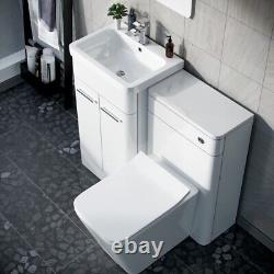 Armoire de toilette blanche Nes Home 1000mm avec unité WC et toilettes encastrées