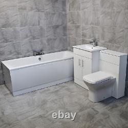 Baignoire Drina à double extrémité avec ensemble de salle de bains de 1100 mm en blanc brillant.