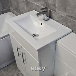 Baignoire Drina à double extrémité avec ensemble de salle de bains de 1100 mm en blanc brillant.