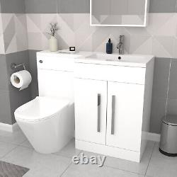 Baignoire Nes Home Blanche 1700mm Droite avec Paroi, Meuble Vasque & Suite Toilette Suspendue