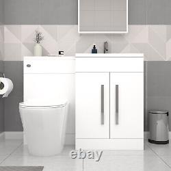 Baignoire Nes Home Blanche 1700mm Droite avec Paroi, Meuble Vasque & Suite Toilette Suspendue