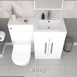 Baignoire Nes Home Blanche 1700mm Droite avec Paroi, Meuble Vasque & Suite Toilette Suspendue