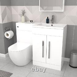 Baignoire droite Nes Home blanche 1700 mm avec paroi, meuble lavabo et suite de toilettes autoportante