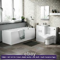 Bassin Vanité Et Wc Toilettes Baignoire Droite Avec Robinets Salle De Bain Complète Suite Nanuya