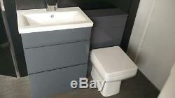 Bathroom Furniture Suite Gris Vanity Unit Cabinet Basin Retour À Wc Unité Murale