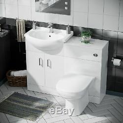 Blanc Brillant Bassin Vanity Unité Retour Au Mur Wc Toilettes Salle De Bains Suite Debra