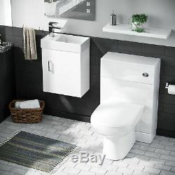 Blanc Brillant Bassin Vanity Unité Retour Au Mur Wc Toilettes Salle De Bains Suite Zebra