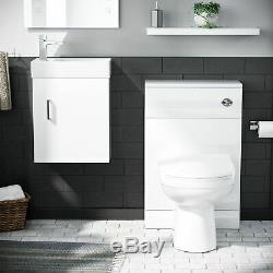 Blanc Brillant Bassin Vanity Unité Retour Au Mur Wc Toilettes Salle De Bains Suite Zebra