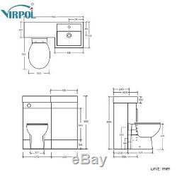 Blanc Designer Combinaison De Bain Vanity Unit & Basin Retour Au Mur Toilettes 906r