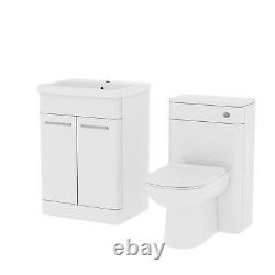 Cabinet White Vanity Basin 600mm Avec Wc Retour À L'unité De Toilette Murale Amie