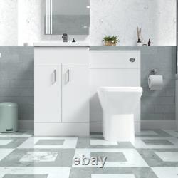 Cabinet de lavabo blanc Nes Home, unité de WC et toilettes sans rebord à encastrer dans le mur