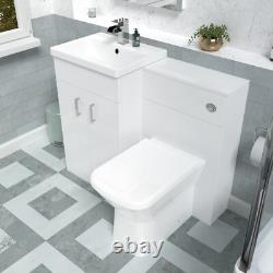 Cabinet de lavabo blanc Nes Home, unité de WC et toilettes sans rebord à encastrer dans le mur