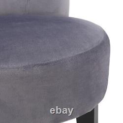 Chaise de maquillage de coiffeuse rembourrée avec dossier capitonné et siège rond en tissu gris