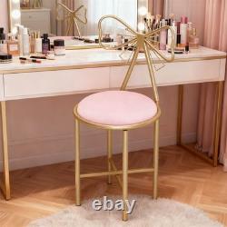 Chaise de maquillage polyvalente, tabouret de coiffeuse rose élégant avec dossier en nœud papillon UK