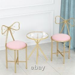 Chaise de maquillage polyvalente, tabouret de coiffeuse rose élégant avec dossier en nœud papillon UK