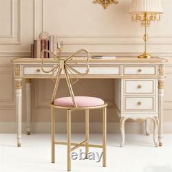 Chaise de maquillage polyvalente, tabouret de coiffeuse rose élégant avec dossier en nœud papillon UK